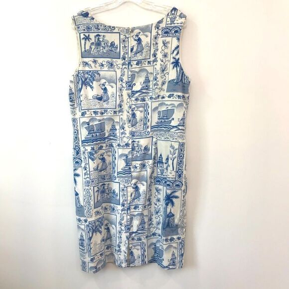 Vintage Melissa Harper Dress Size 14 Blue/ White - Picture 2 of 3